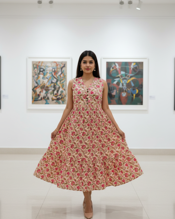 Floral Print Frock | WhitePeach | CC-06