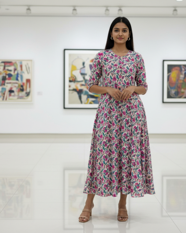 Floral Print Frock | WhitePink | CC-06