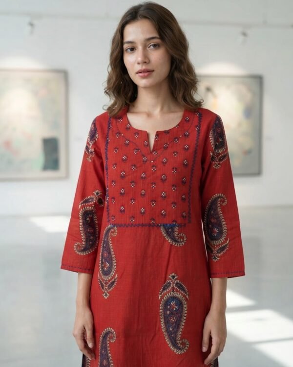 Cotton Short Kurti | Rust