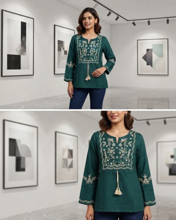 Cotton Hand Embroidery | Rama Green