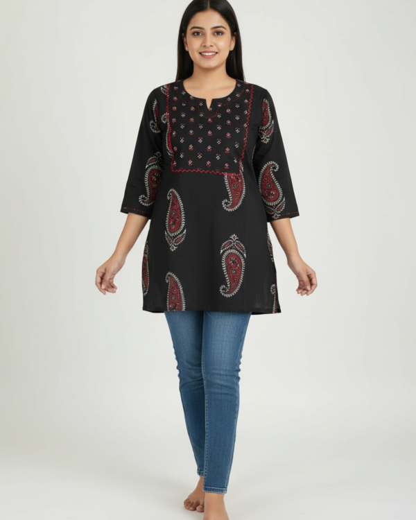 Cotton Short Kurti | Black